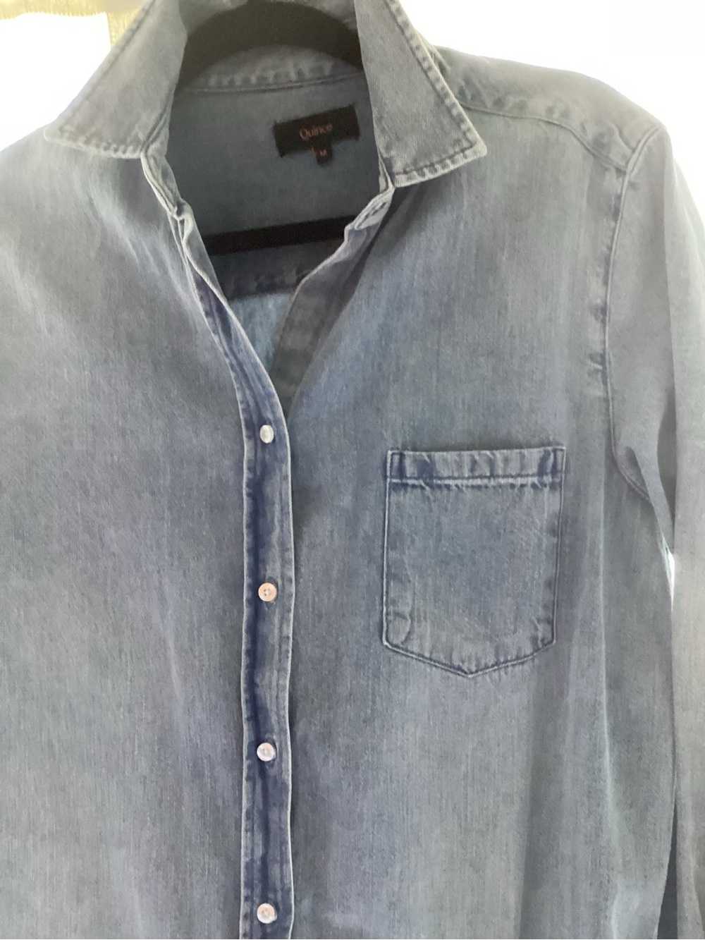 Quince Light Blue Long Sleeve Denim Dress